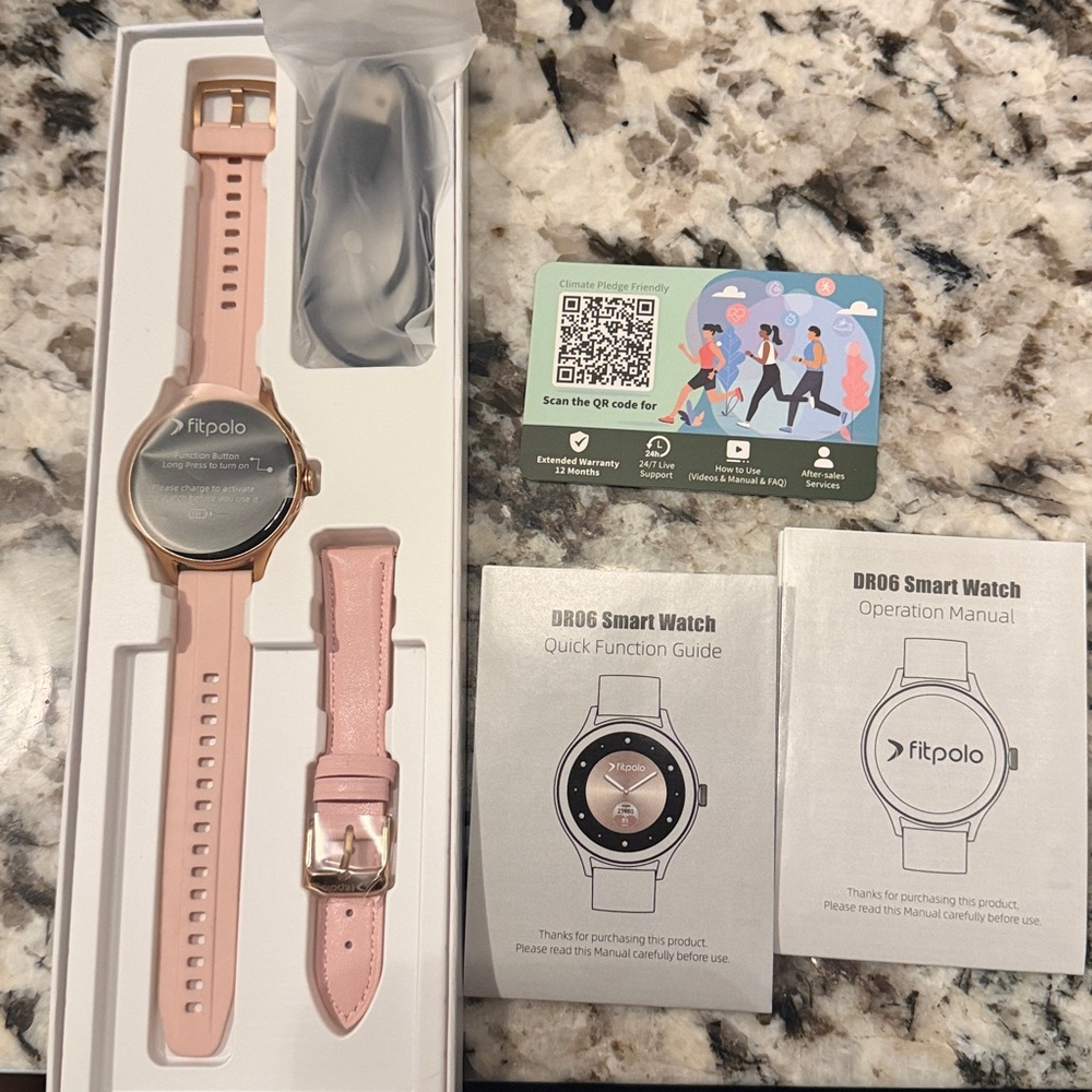 FitPolo Rose Gold Smart Watch with Pink Strap